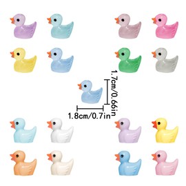 WELANE Little Ducks, 60 PCS Luminous and Solid Color Mini Duck Accessories for Prank Game, Desktop, Garden, Outdoor Decoration (17 x 19mm)