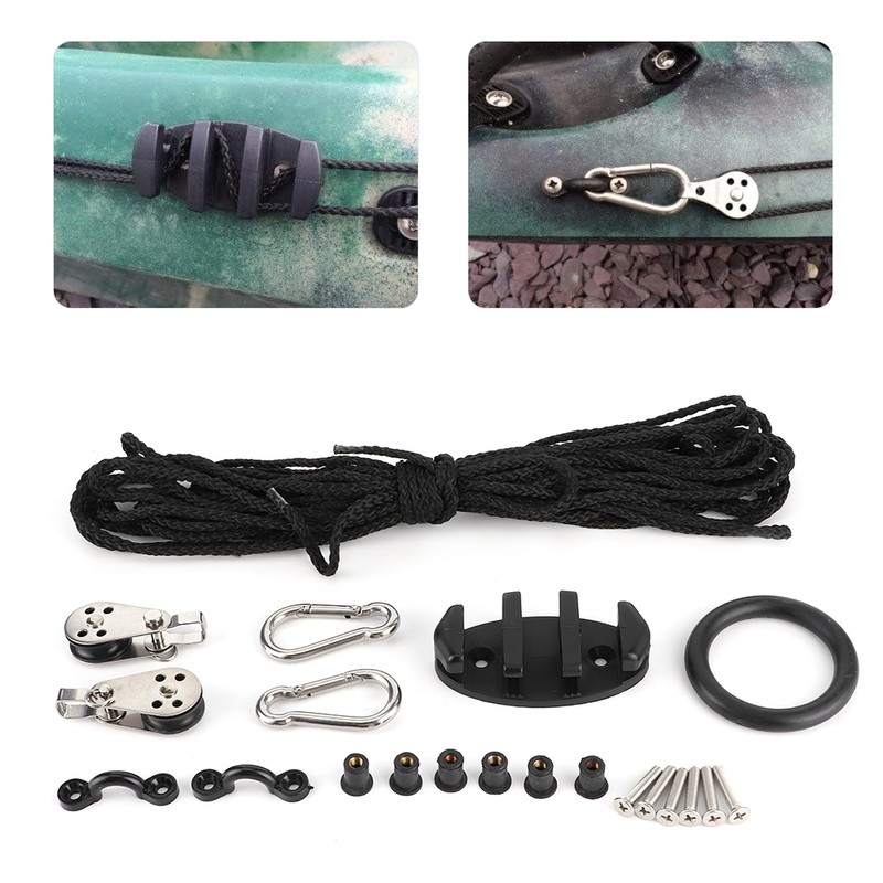 Anchor Trolley Kit with Rope Pulley Pad Eyes for Kayak