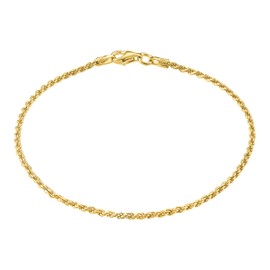 KISPER Solid 925 Sterling Silver Bracelet 18K Gold Plated, Italian Diamond-Cut 1.5mm Twisted Braided Rope Bracelet for Men & Women - Made in Italy, 6.5-9 Inches (18k Gold, 6.5 inches (X-Small))
