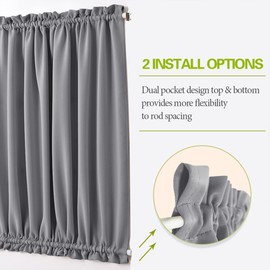 PONY DANCE French Door Curtain Set of 1 - Privacy Thermal Insulated Window Curtain with Tieback for Glass Door/Front Door/Sliding Door/Patio Door, 25 x 66 Inch, Silver Grey