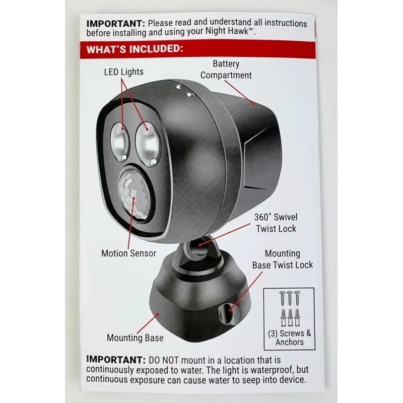 NIGHTHAWK Night Hawk Security Spotlight 450 Lumen LED Battery Powered
