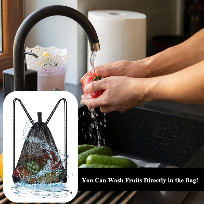 Mesh beach bag, drawstring gym bag, black mesh bag, mesh