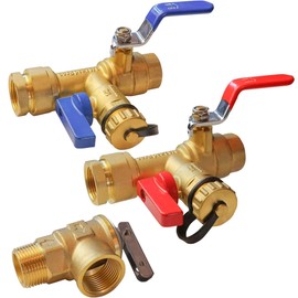 LIULO TOOL 3/4 Inch IPS Isolator Tankless Water Heater Service Valve Kit, with Pressure Relief Valve, Clean Brass
