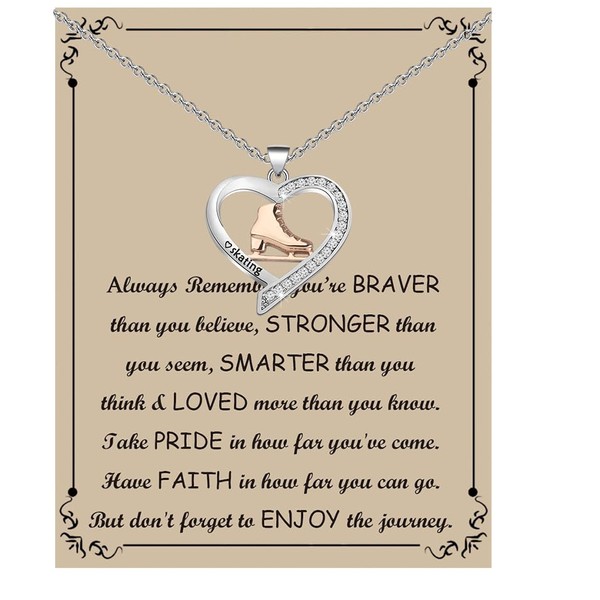 Ice Skating Necklace for Girls Figure Skating Bracelet Ice Skating