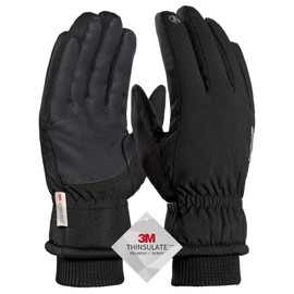 TRENDOUX TRENDOUX Gloves Men, Ski Glove for Men Women Extreme Cold Weather Unisex 3M Thinsulate Touchscreen Windproof Cuff Thick Wicking Insert for Bike Snowboard Running cycling - Black L