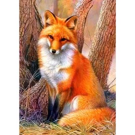 hill froeistung 5D Yellow Fox Diamond Art Painting Kits for Adults,Landscape,Tree Diamond Art, DIY Full Drill Diamond Art Painting Set for Home Wall Decor Gifts (12X16 inch)