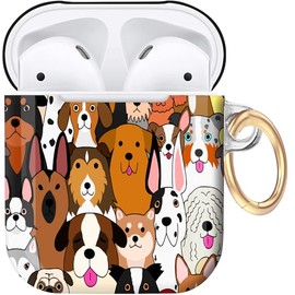 Compatiable with Airpod 1&2 Case,Hard Protective Shell with Keychain, Stylish Design AirPod Case Cover,Ideal for Women, Wireless Charging Supported(Doodle Dog)