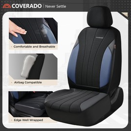 Coverado Car Seat Covers 2-Pack, Leather Seat Covers, Waterproof Automotive Protectors Front Seats, Luxury Universal Fit Seat Covers for SUV, Truck, Sedan and Most Vehicles All-Weather