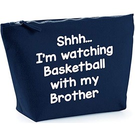 Hippowarehouse Shhh… I'm Watching Baketball With My Brother printed make up cosmetic wash bag 18x19x9cm