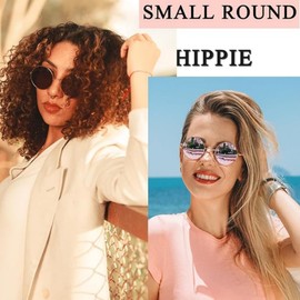 Joopin Round Sunglasses for Women Men, UV Protection Metal Frame Vintage Retro Circle Polarized Mens Womens Sunglasses (Gold Black+Gold Pink Mirrored)