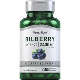 Piping Rock Piping Rock Bilberry Extract Capsules 2400mg | 200 Count | Concentrated Herbal Extract | Vegetarian, Non-GMO, Gluten Free Supplement