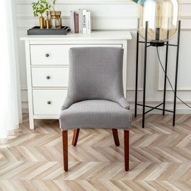 Wingback Dining Chair Covers - High Stretch Wing Chair Slipcover Chair Protector Seat Cover, Wingback Chair Covers for Dining Room Living Room Wedding Hotel Banquet Home Decor (Light Grey, Pack of 2)