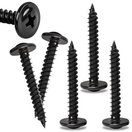 100 PCS #8 × 1-1/4" Black Truss Head Wood Screws, Carbon Steel Fast Self Tapping Screws, Quick Metal Self Tapping Screws