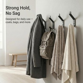 Kysren Black Coat Hooks Wall Mounted - Decorative Aluminum Hooks with Two-Way Hanging, Ideal for Entryway Bathroom Towel Organization, 10 Pack