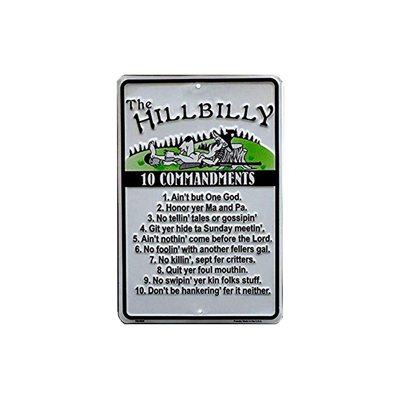 Signs 4 Fun Decorative Parking Sign | Hillbilly 10 Commandments