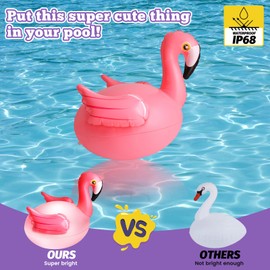 BOOLKER Floating Pool Lights, 2PCS Flamingo Outdoor Pool Lights for Inground Pools Waterproof IP68, Glow in The Dark Light Up Swimming Pool Accessories, Floating Lights for Pool Party Decoration