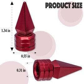 MEAJOO 4PCS Spiked Shape Tire Valve Stem Caps, Aluminum Alloy Spike Wheel Tire Valve Stem, Universal Dustproof Waterproof Air Caps for Cars, SUV, Trucks, Bikes, Motorcycles, Bicycles(Red)