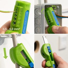 WEICON TOOLS Quadro Stripper No. 16 Green Line, 8, 0-13, mm, Round Cut, Longitudinal Cut, Stripping & Cutting, Green
