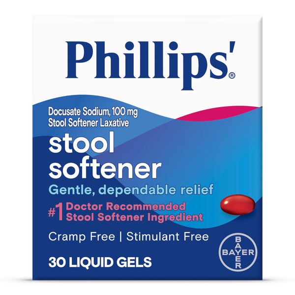 Phillips' Stool Softener Liquid Gels, 30 Count, Pack of 5