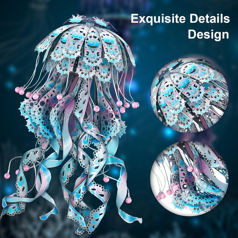Piececool 3D Puzzles for Adults, Jellyfish Night Light with USB
