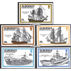 united kingdom - Alderney 43-47 (complete.issue.) Volume 1990 completeett unmounted mint/never hinged ** MNH 1990 Warships (Stamps for collectors) Military/Knight