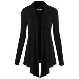 LL WSK850 Womens Draped Open- Front Cardigan XL Black