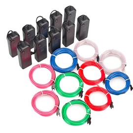 Sunboia 10x1m Neon Beleuchtung EL Draht Lichtschlauch Leuchtschnur EL Kabel Wire kühles Licht mit 3 Modis für Partybeleuchtung Weihnachtsbeleuchtung Blau rosa weiß Grün rot