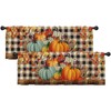Nesphy Valances for Windows, 2 Pack, 52x18 Inch, Pumpkins Plaid