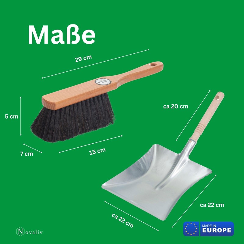 Novaliv 1x Dustpan Set Horsehair Mixture Dustpan with Rubber Lip