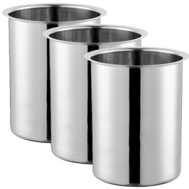 (Pack of 3) 2 Quart Stainless Steel Bain Marie Pot | 6-3/4" x 4-3/8" Heavy-Duty Pot for Warm & Cold Foods, Sauces, Soups, or Kitchen Utensil Storage (3, 2 Qt.)