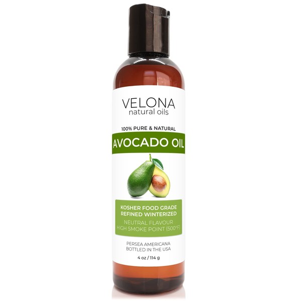 velona Avocado Oil 4 oz | 100% Pure and Natural Carrier Oil | Refined, Cold Pressed | Hair, Body and Skin Care | Use Today - Enjoy Results