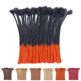 Orange Ginger Tips Loc Extensions Human Hair Dreads Extensions for Men Women Dreadlock Extensions Real Human Hair Loc Extensions Handmade Permanent Locs Hair Extensions (0.6cm T350 8 Inch 30 Strands)