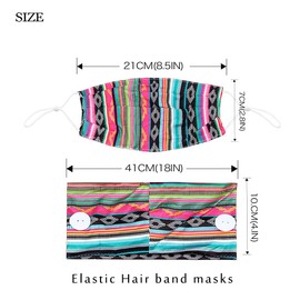 Zoestar Boho Headbands Buttons Stripes Headscarves Wide Turban Face Cover Hair Wraps for Women Girls
