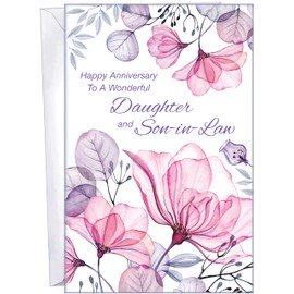 Chuck's Card-O-Rama - Anniversary Card for Daughter and Son-In-Law - MADE in USA - Large Card Opens to 10" x 7.75" - Extra Thick Paper - 89103 - son in law and daughter anniversary card