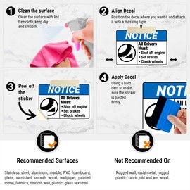 All Drivers Must Shut Off Engine Set Brakes Chock Wheels Sign, ANSI Notice Sign, 10x7 Inches, 4 Mil Vinyl Decal Stickers Weather Resistant UV Protected, Made in USA