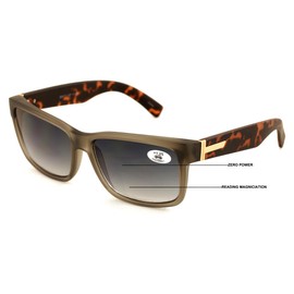V.W.E. Large Men Progressive Bifocal Reading SunGlasses - UV400 Protection Reader - No Line Or Bubble - Squar Sport (Grey Tortoise, 2.50, x)