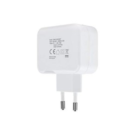 Dual Port Wall Charger, One USB-C and One USB Port, 27W Power, White, Ideal for Charging Devices Efficiently and Quickly Simultaneously.