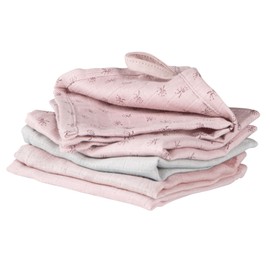 roba Organic Set of 5 Wash Cloths 'Lil Planet' Pink/Mauve, Muslin, Organic Cotton, GOTS, 25 x 25 cm