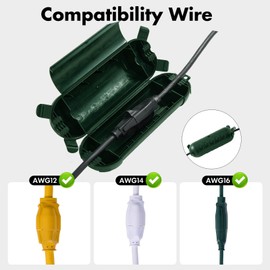 HONDERSON 2PK Outdoor Extension Cord Cover Outside Waterproof, Extension Cord Protector Connector, Electrical Safety Box to Protect Outdoor Plug, Outlet, Christmas Decorations Lights, Green