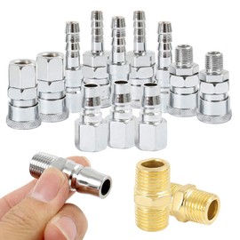18pcs Airline Fittings 1/4"BSP Air Line Hose Compressor Connectors Quick Coupling Release Set Thread Male Female