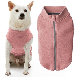 Gooby Zip Up Microfiber Fleece Dog Sweater - Pink, Small - Warm Double Layered Soft Microfiber Fleece Step-in Dog Jacket Without Ring Leash - Winter Dog Sweaters for Small Dogs and Medium Dogs