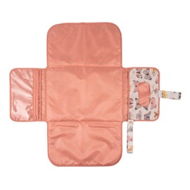 Portable Diaper Changing Pad, Foldable Waterproof Baby Change Pad for Newborn Girl & Boy with Smart Wipes Pocket (Flutter)