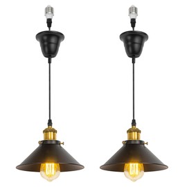 KAYYELAMP 2 Pcs Ceiling Lights Conversion Pendant Light E26 Base Connections Adjusted Wire Length Cone Metal Lampshade Vintage Design Conversion Kit for E26 Ceiling Lamp Fixtures