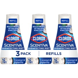 Clorox Scentiva Disinfecting Mist, Coconut and Waterlily, Refill, 16 Fluid Ounces Each, Pack of 3