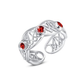 ZIPPICE Celtic Ring 925 Sterling Silver 12 Birthstone Ring Adjustable Engagement Ring Boho Rings for Women Jewellery Birthday Gifts for Women, Sterling Silver
