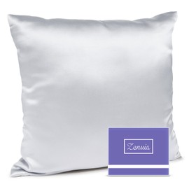 Zenssia Silk Pillowcase 80 x 80 cm, 100% Mulberry Silk for Hair and Skin with Hidden Zip, Super Soft, Breathable, 1 Piece, Silver Grey