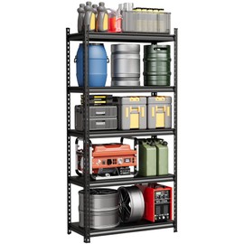 5-Tier Garage Shelving Unit, Adjustable Steel Utility Storage Rack with Metal Shelves, 3850 Lbs Total Capacity, for Garage, Warehouse, Pantry & Basement, 36" W x 16" D x 72" H, Heavy Duty, Black