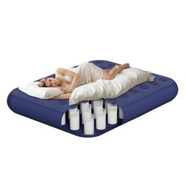 mandla Air Mattress with Electric Pump, Inflatable Blow Up Mattress Luxury Air Bed,600lb Weight Capacity Sleeping pad， Raised Fiber-Tech Airbed with Carry Bag for Home, Guests, Camping(,(Blue, Twin)