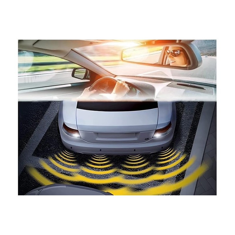 SQUADO Set of 4 Wireless Parking Sensors Black with LED