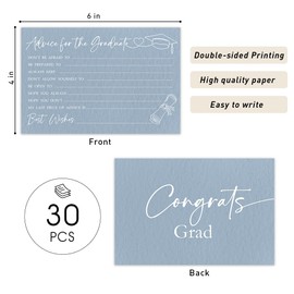 30 Pcs Graduation Advice Wishes Cards For Graduate 2025, Double Sided Fill In Blue Congrats Cards For Class Of 2025, Senior School, College Graduation Party Favor Decorations And Supplies(4 X 6")-A05